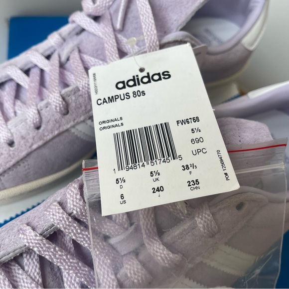 NWT Adidas Campus 80s Light Purple Sneakers leather , lavender - Picture 14 of 16